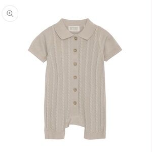 NWT GOTS Tan Cable Knit Baby Romper